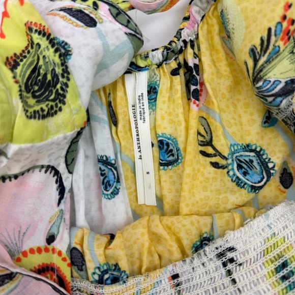 Anthropology Margaux Floral Dress Pastel Floral Smocked Waist Lace Back Small - Picture 5 of 14